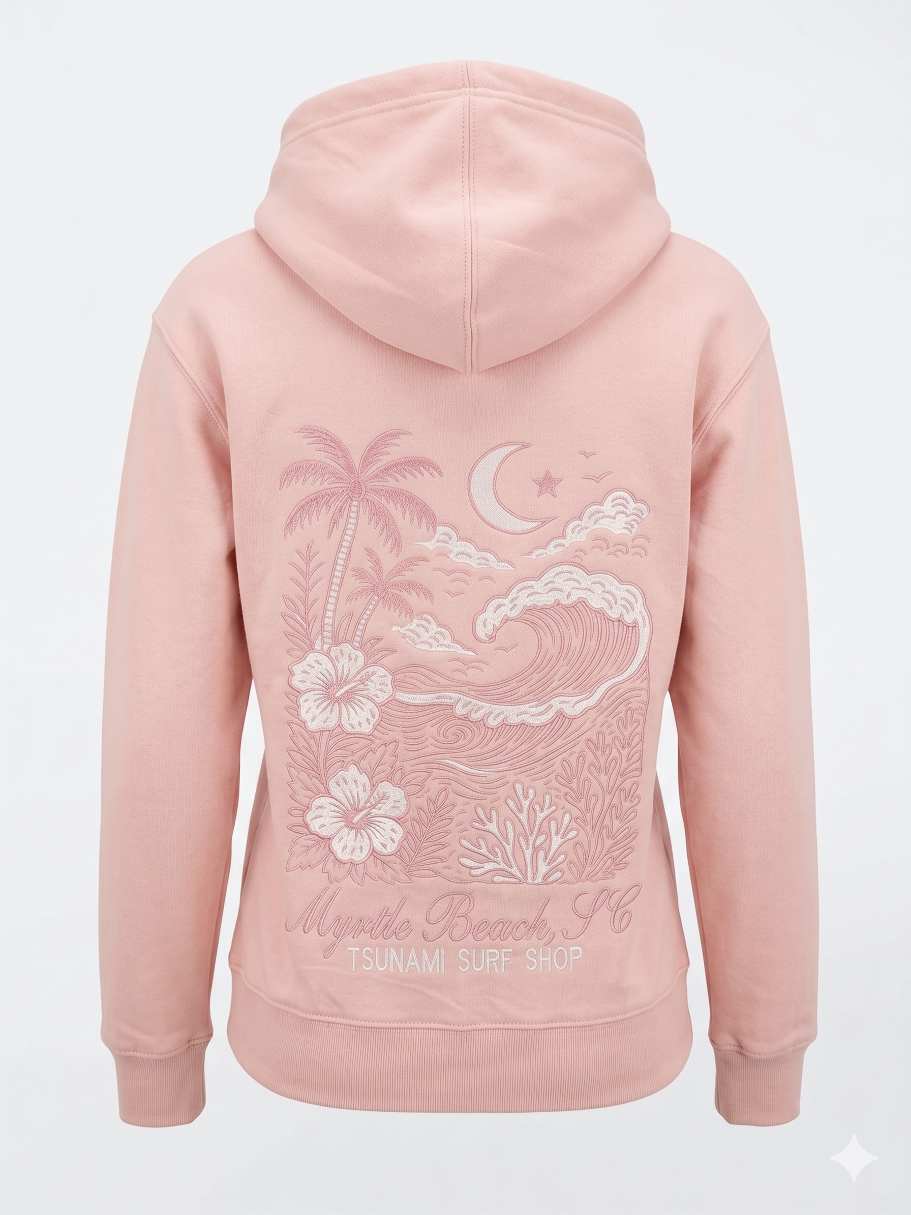 Blush Embroidery Pullover Hoodie Full Back Myrtle Beach ,Flowers