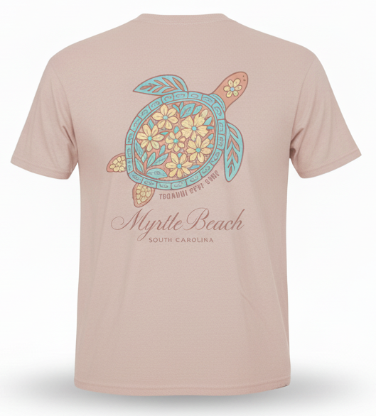Light Pink Printed T-Shirt Myrtle Beach , Turtle