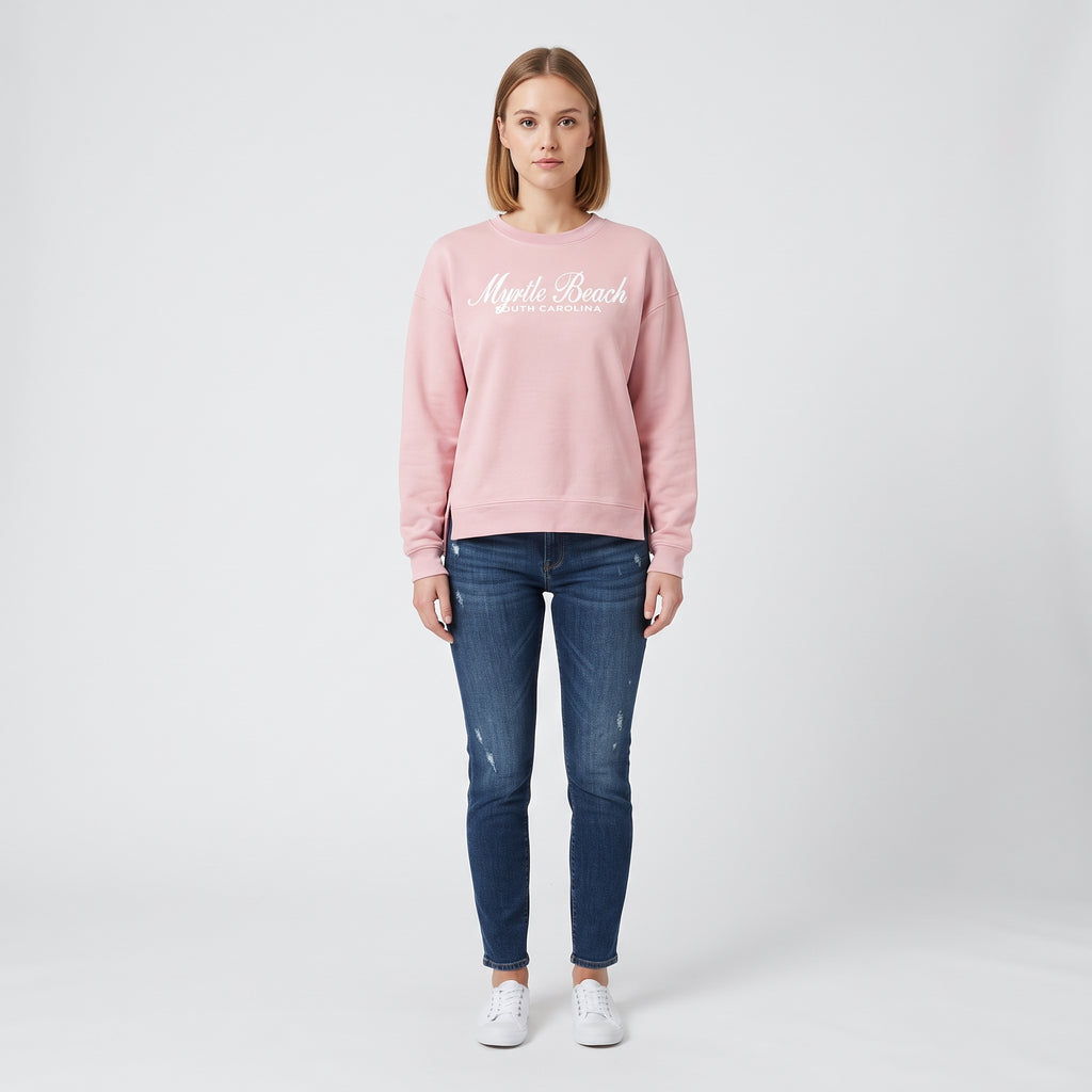 Blush Scuba Crewneck High Low W/Split SP Front ,Myrtle Beach
