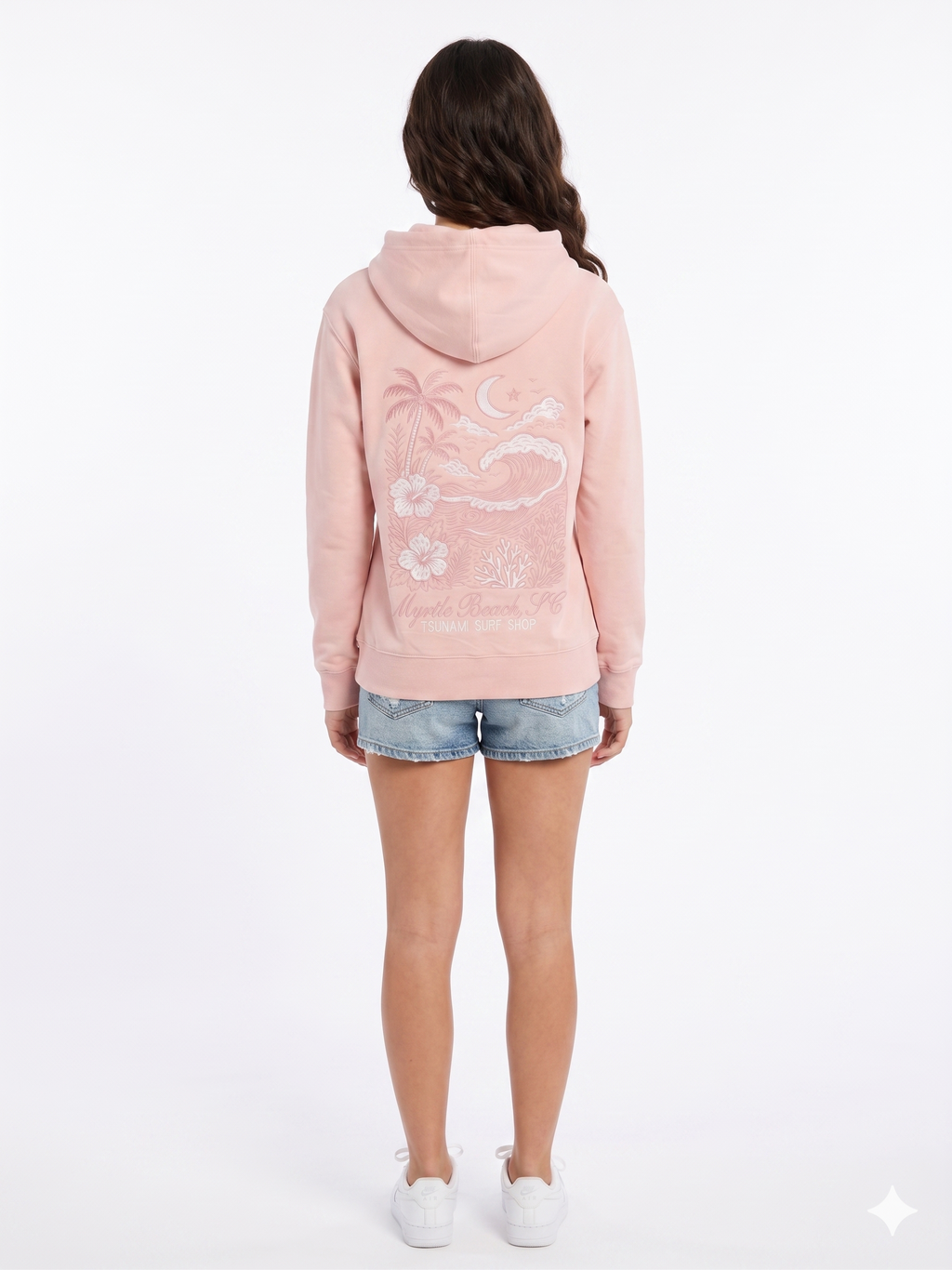 Blush Embroidery Pullover Hoodie Full Back Myrtle Beach ,Flowers