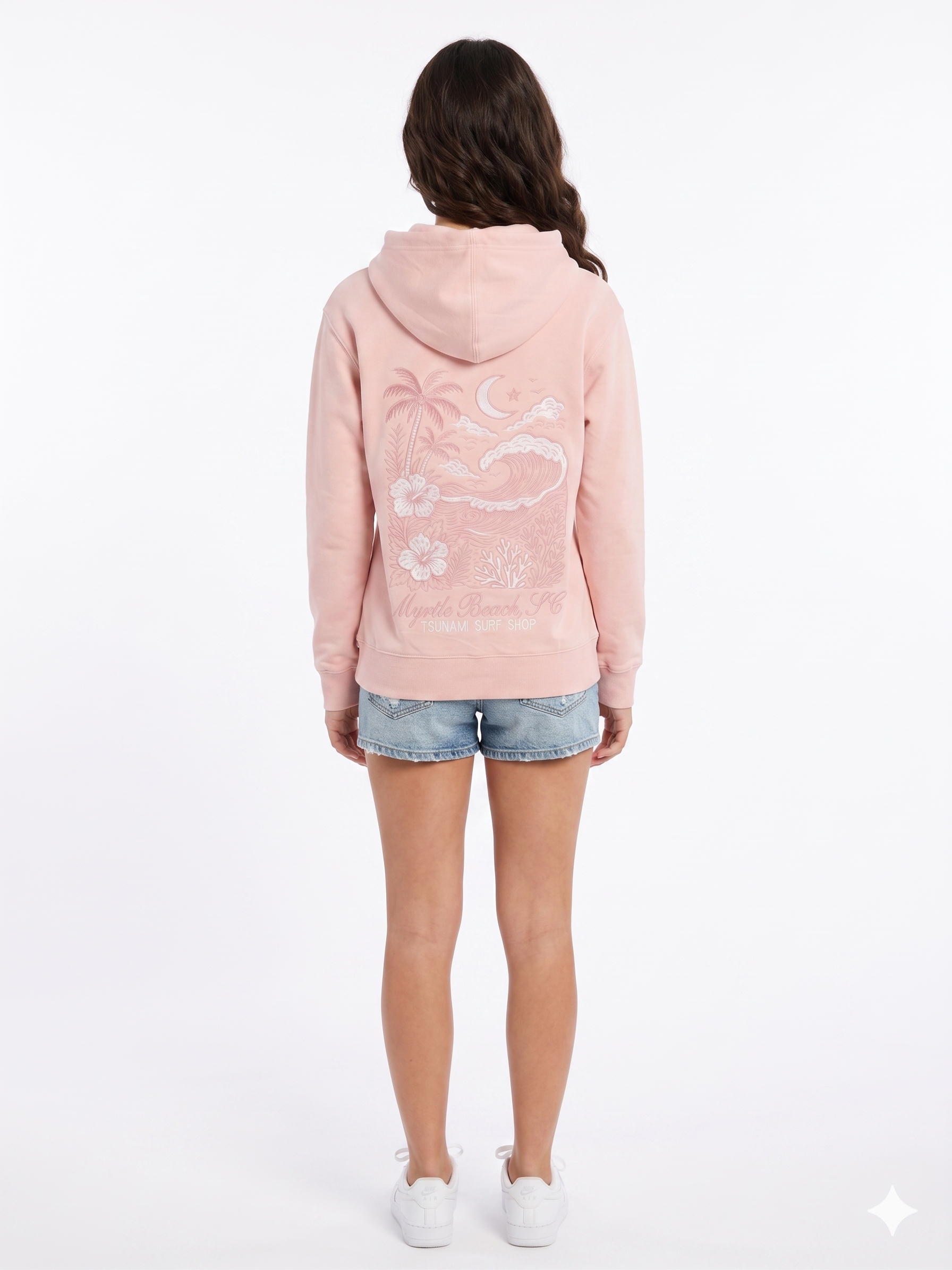 Blush Embroidery Pullover Hoodie Full Back Myrtle Beach ,Flowers