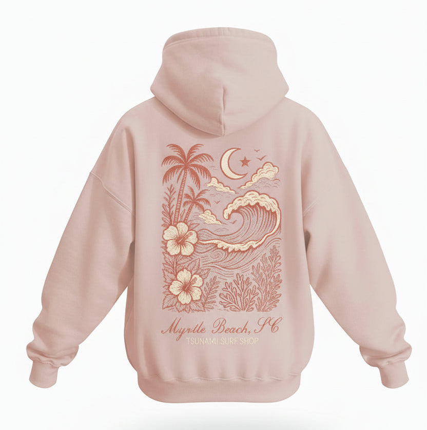 Blush Embroidery Pullover Hoodie Full Back Myrtle Beach ,Flowers