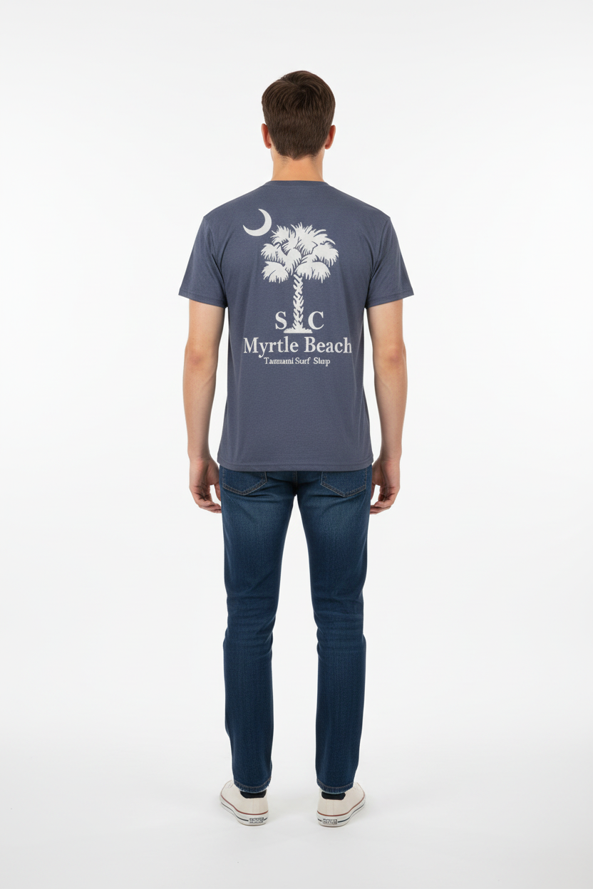 Carbon Grey Printed T-Shirt Myrtle Beach ,Palm