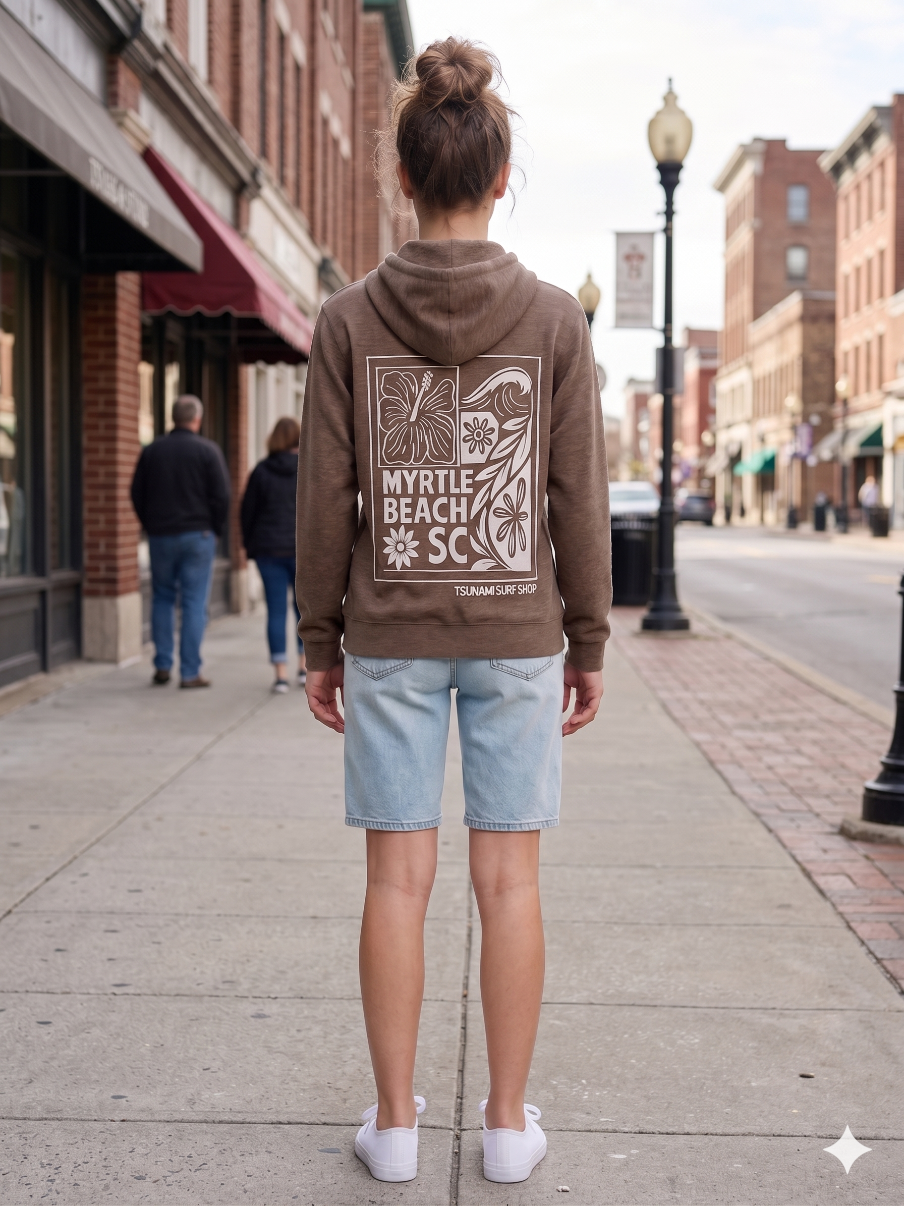 Cinder Embroidery Pullover Hoodie Full Back Myrtle Beach ,Flower