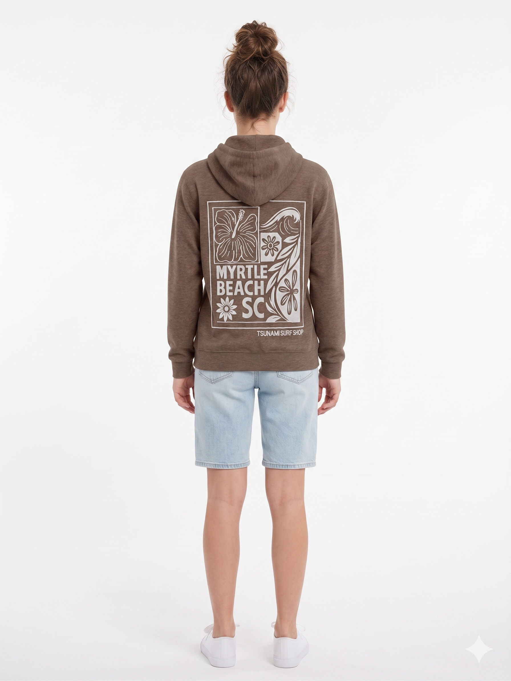 Cinder Embroidery Pullover Hoodie Full Back Myrtle Beach ,Flower