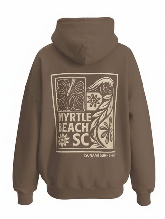 Cinder Embroidery Pullover Hoodie Full Back Myrtle Beach ,Flower