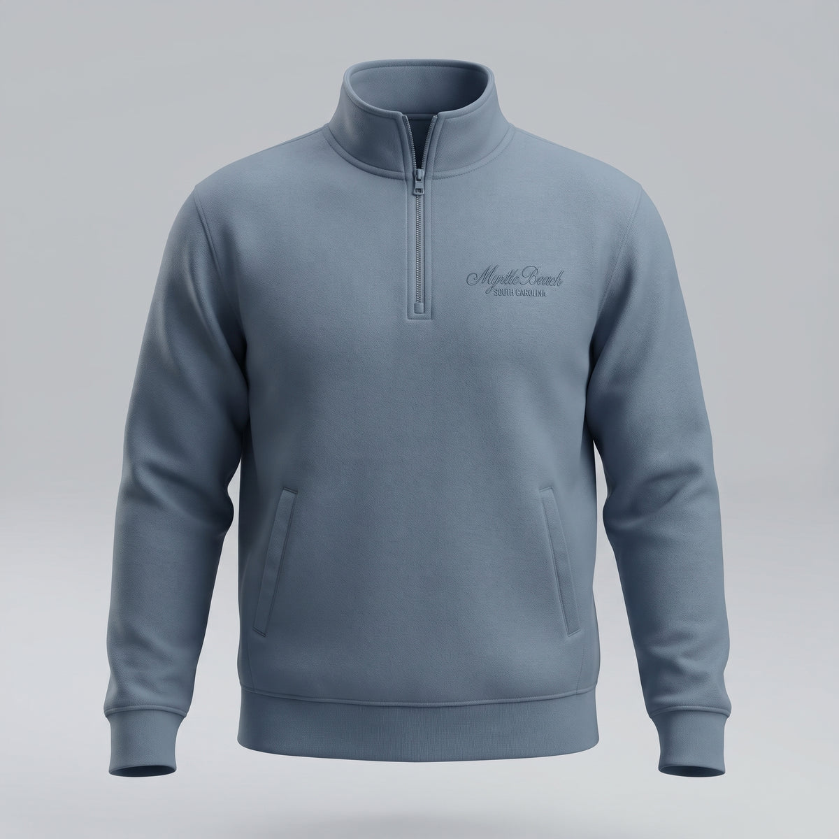 Slate Premium Qtr Zipper Crewneck Embroidery Front ,Myrtle Beach