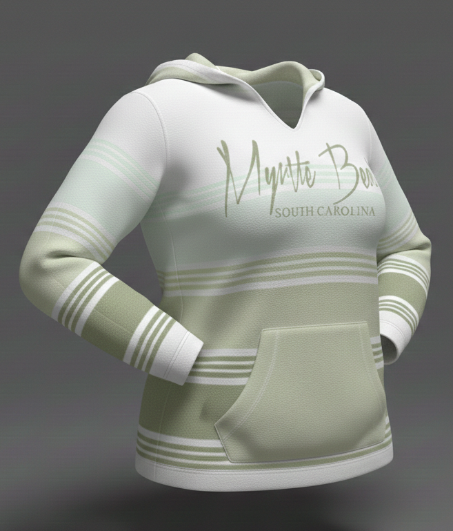 Baja Hoodie 3 Tones Green Screen Print Front ,Myrtle Beach