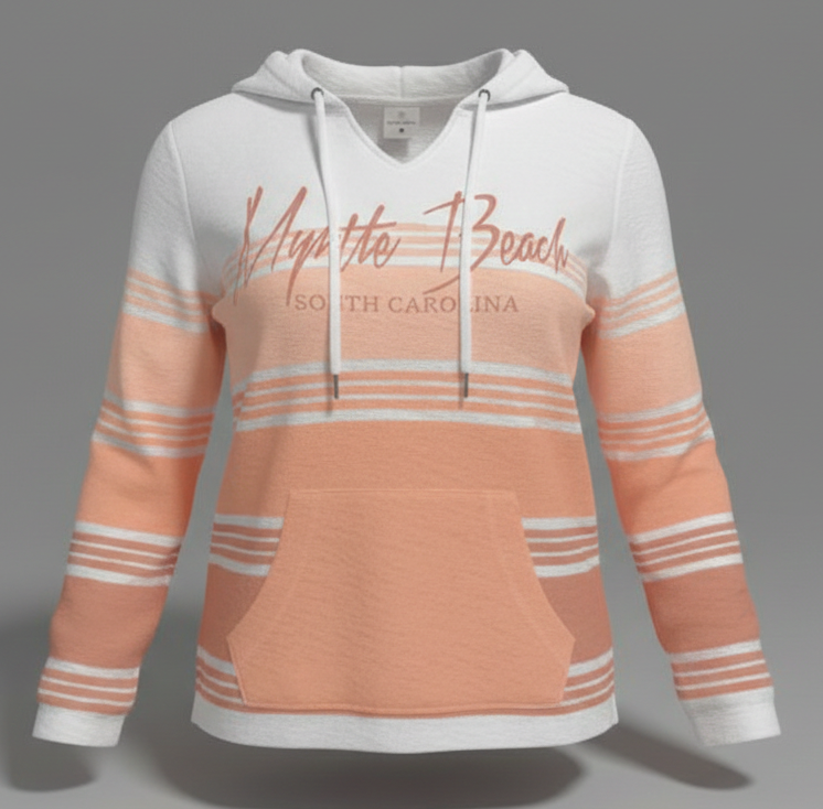 Baja Hoodie 3 Tones Blush Screen Print Front ,Myrtle Beach