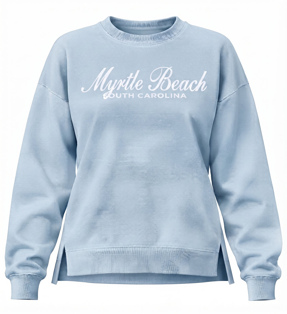 Light Blue Scuba Crewneck High Low W/Split SP Front ,Myrtle Beach