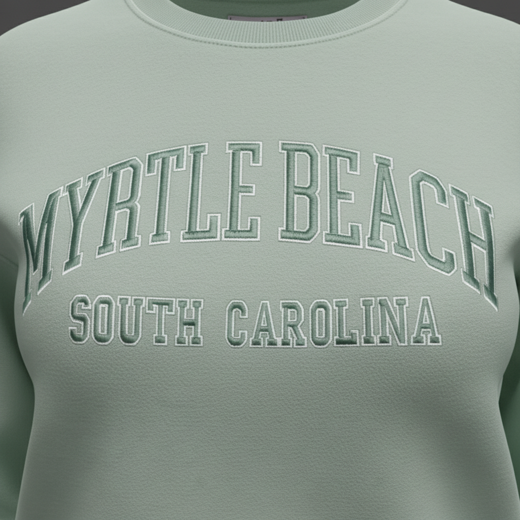 Light Sage Premium Crewneck Embroidery Front ,Myrtle Beach
