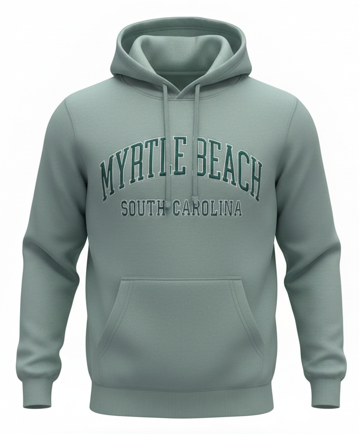 Light Sage Premium Hoodie Embroidery Front ,Myrtle Beach