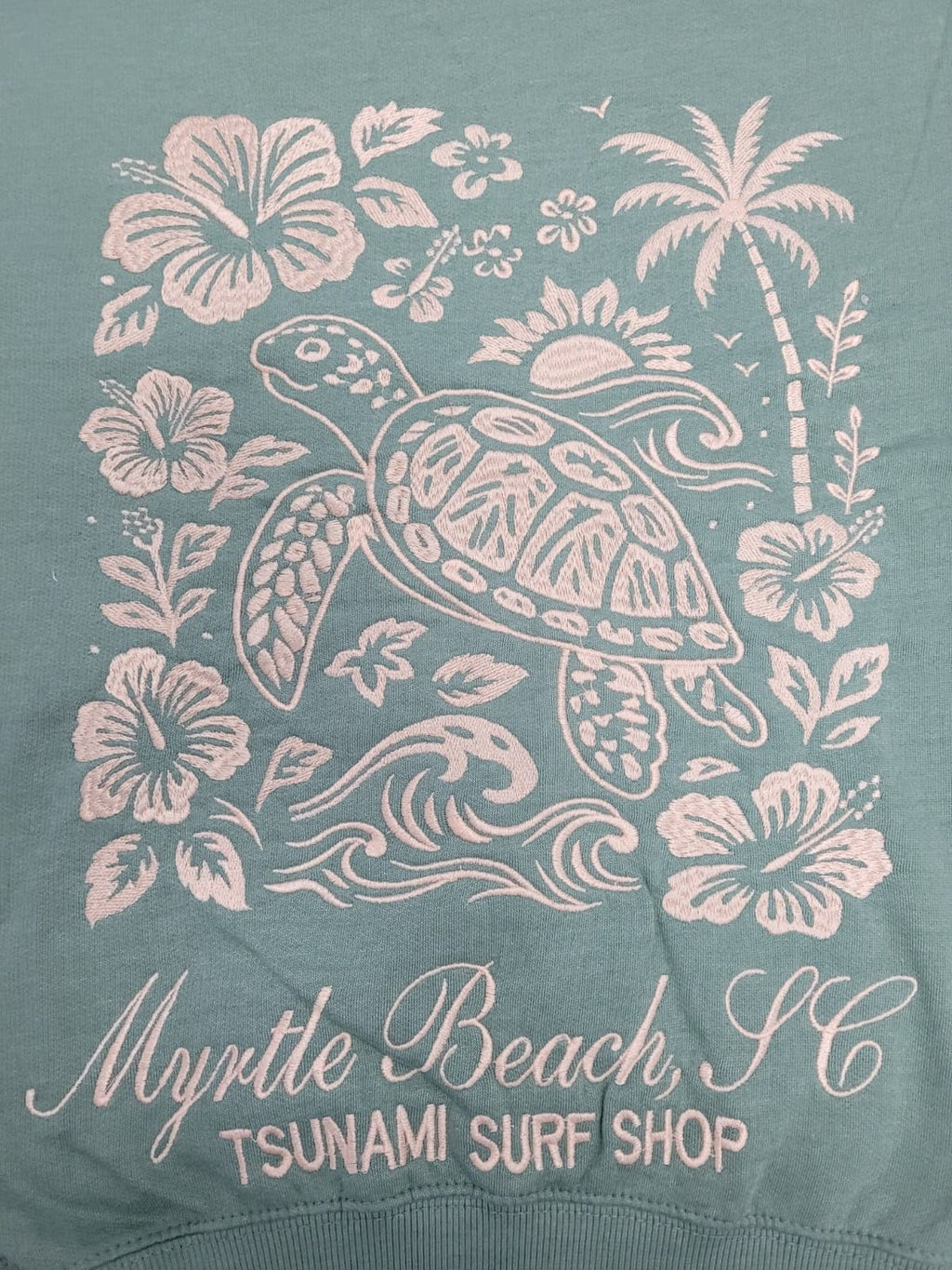 Olive Embroidery Pullover Hoodie Full Back Myrtle Beach ,Turtle