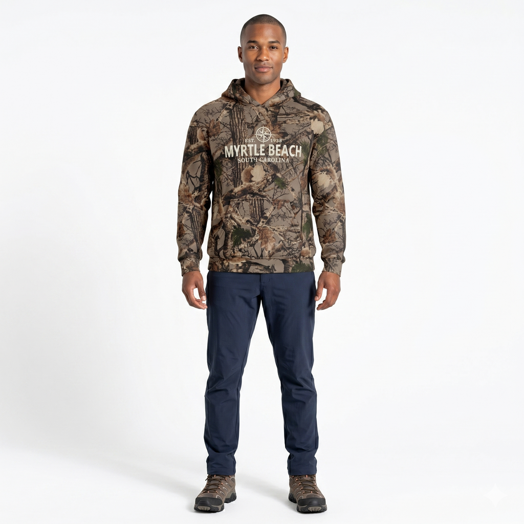 Momentum Wood Camo Hoodie Front Print, Myrtle Beach-Camo