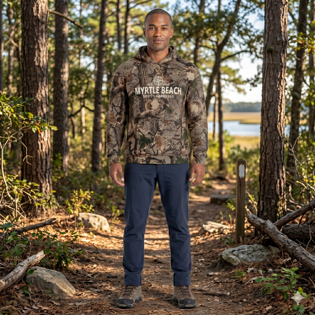 Momentum Wood Camo Hoodie Front Print, Myrtle Beach-Camo