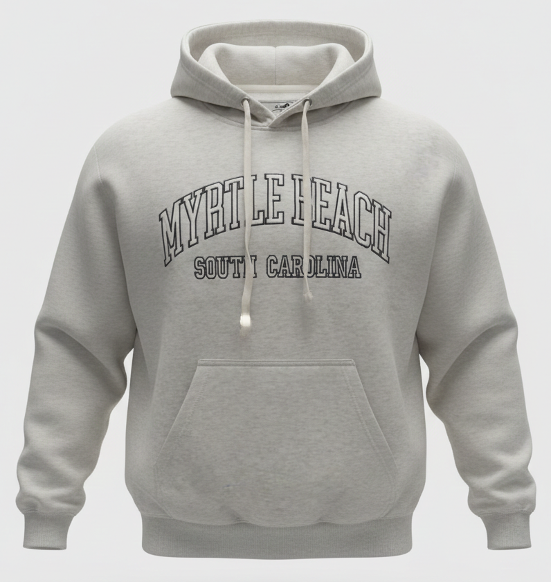 Oatmeal Premium Hoodie Embroidery Front ,Myrtle Beach