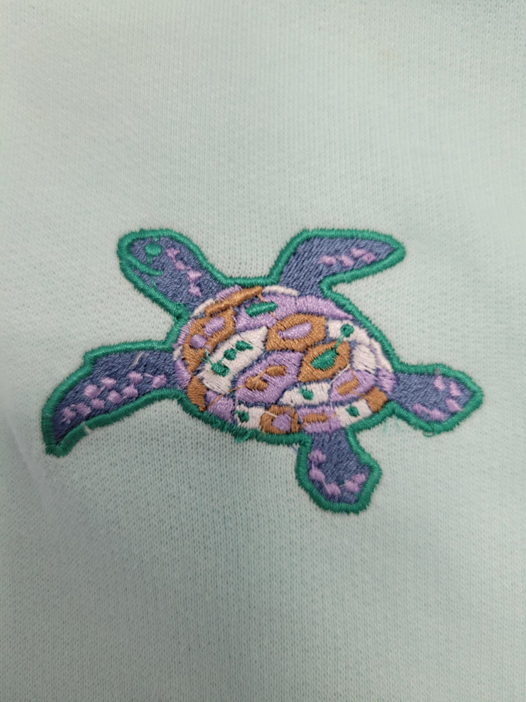 Pastel Green Embroidery Pullover Hoodie Full Back Myrtle Beach ,Turtle