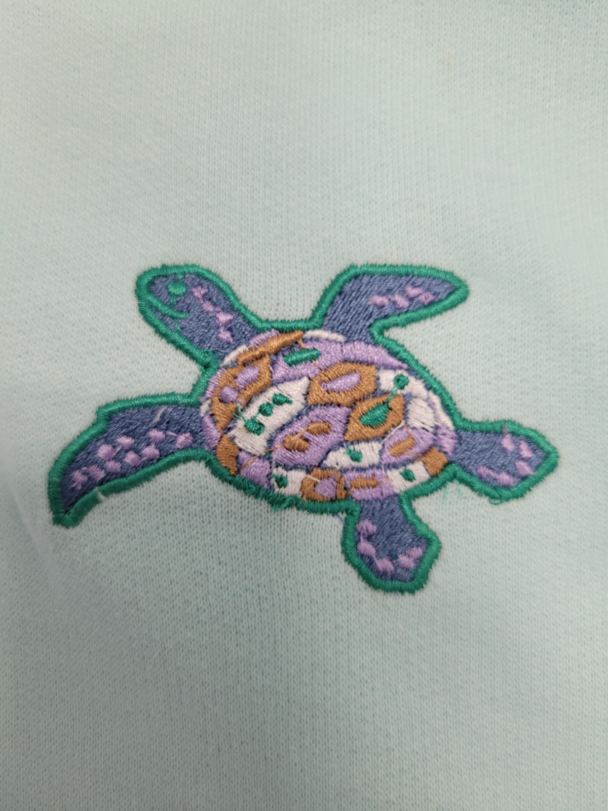 Pastel Green Embroidery Pullover Hoodie Full Back Myrtle Beach ,Turtle