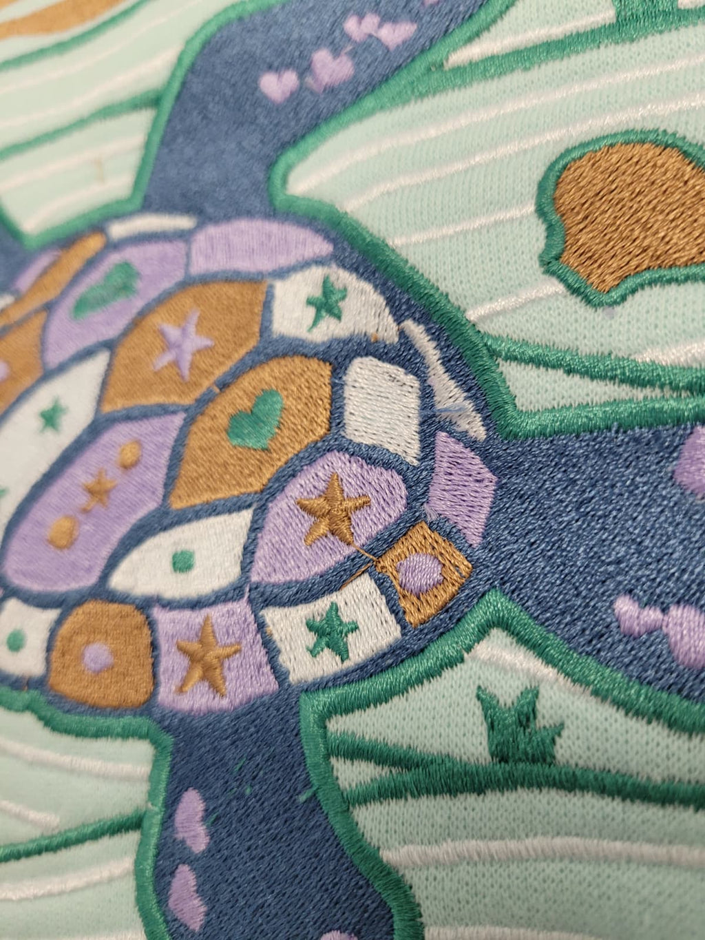 Pastel Green Embroidery Pullover Hoodie Full Back Myrtle Beach ,Turtle