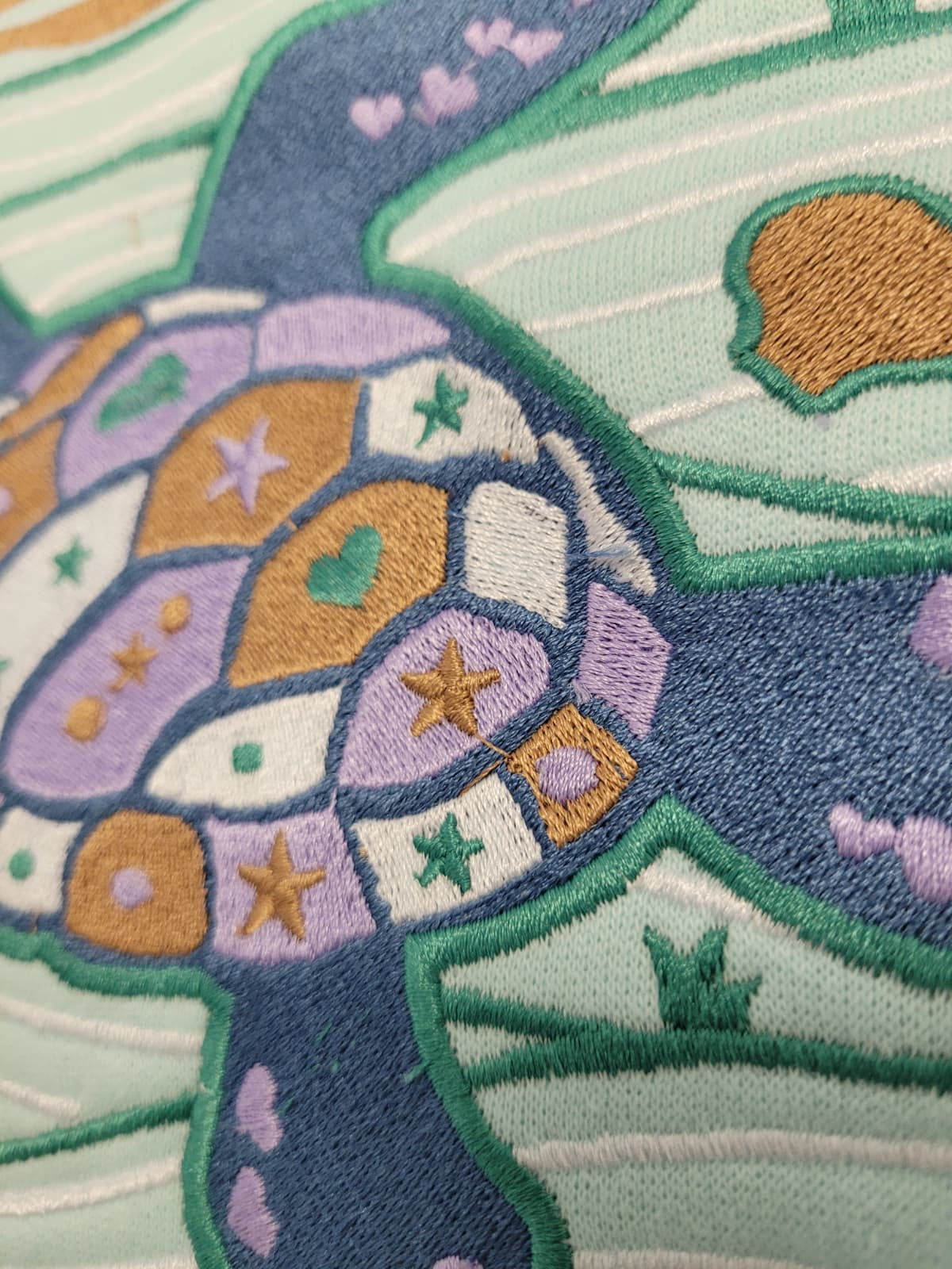Pastel Green Embroidery Pullover Hoodie Full Back Myrtle Beach ,Turtle