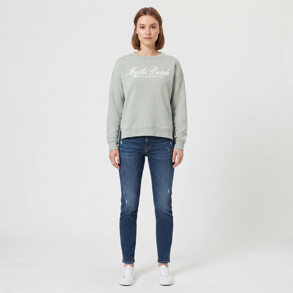 Sage Scuba Crewneck High Low W/Split SP Front ,Myrtle Beach