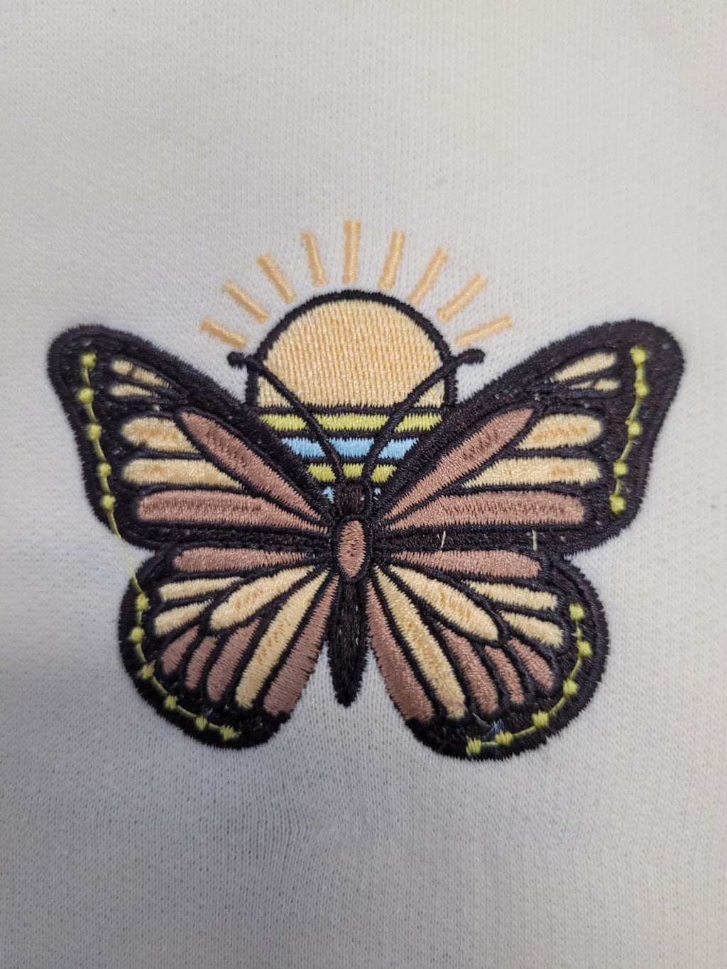 Sand Embroidery Pullover Hoodie Full Back Myrtle Beach ,Butterfly