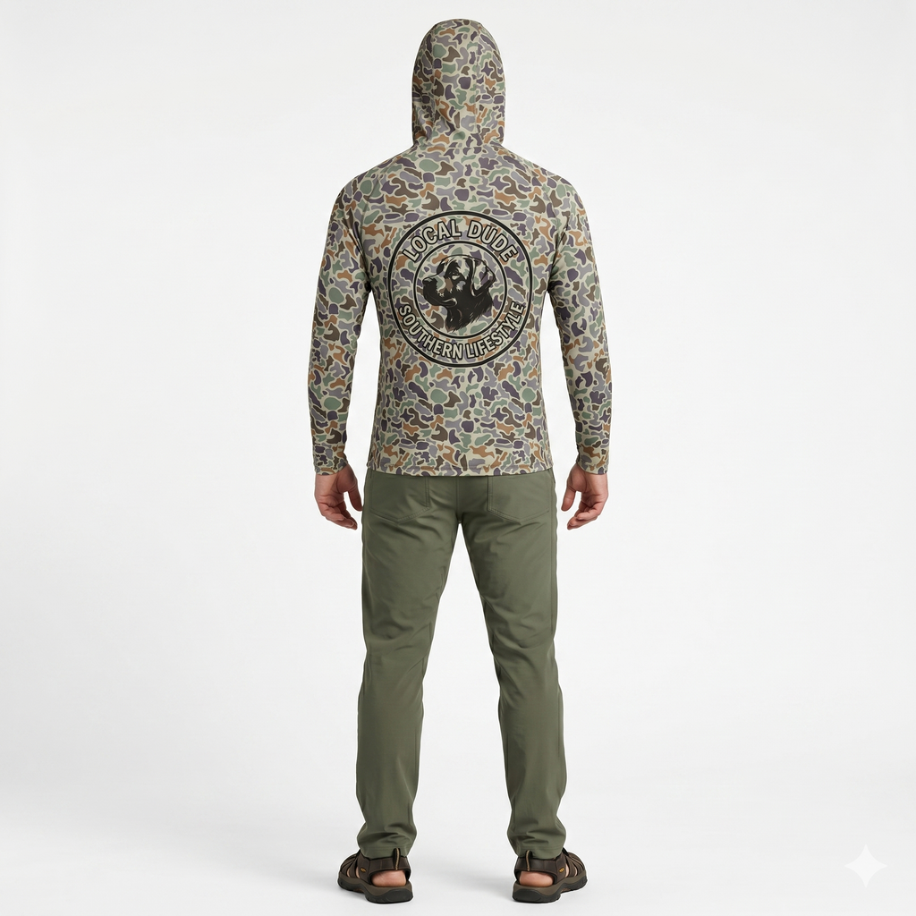 Preformance Camo Brown Hoodie Long Sleeve Printed, Myrtle beach- Dog