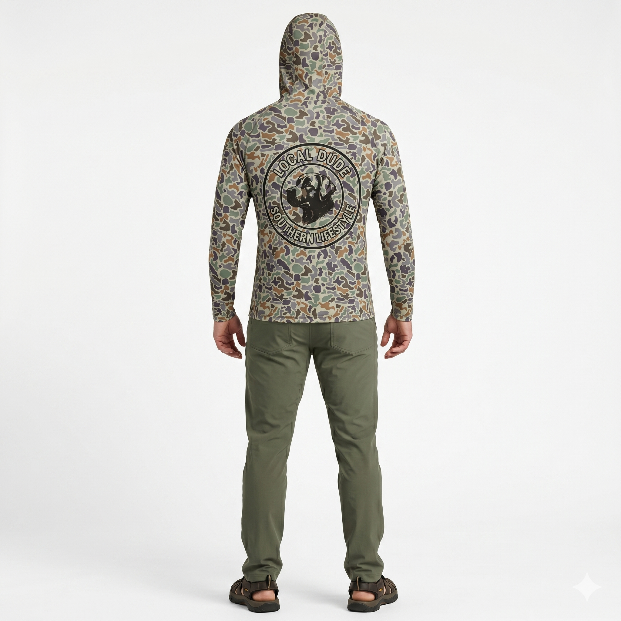 Preformance Camo Brown Hoodie Long Sleeve Printed, Myrtle beach- Dog