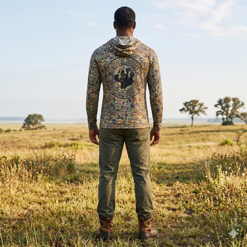 Preformance Camo Brown Hoodie Long Sleeve Printed, Myrtle beach- Dog