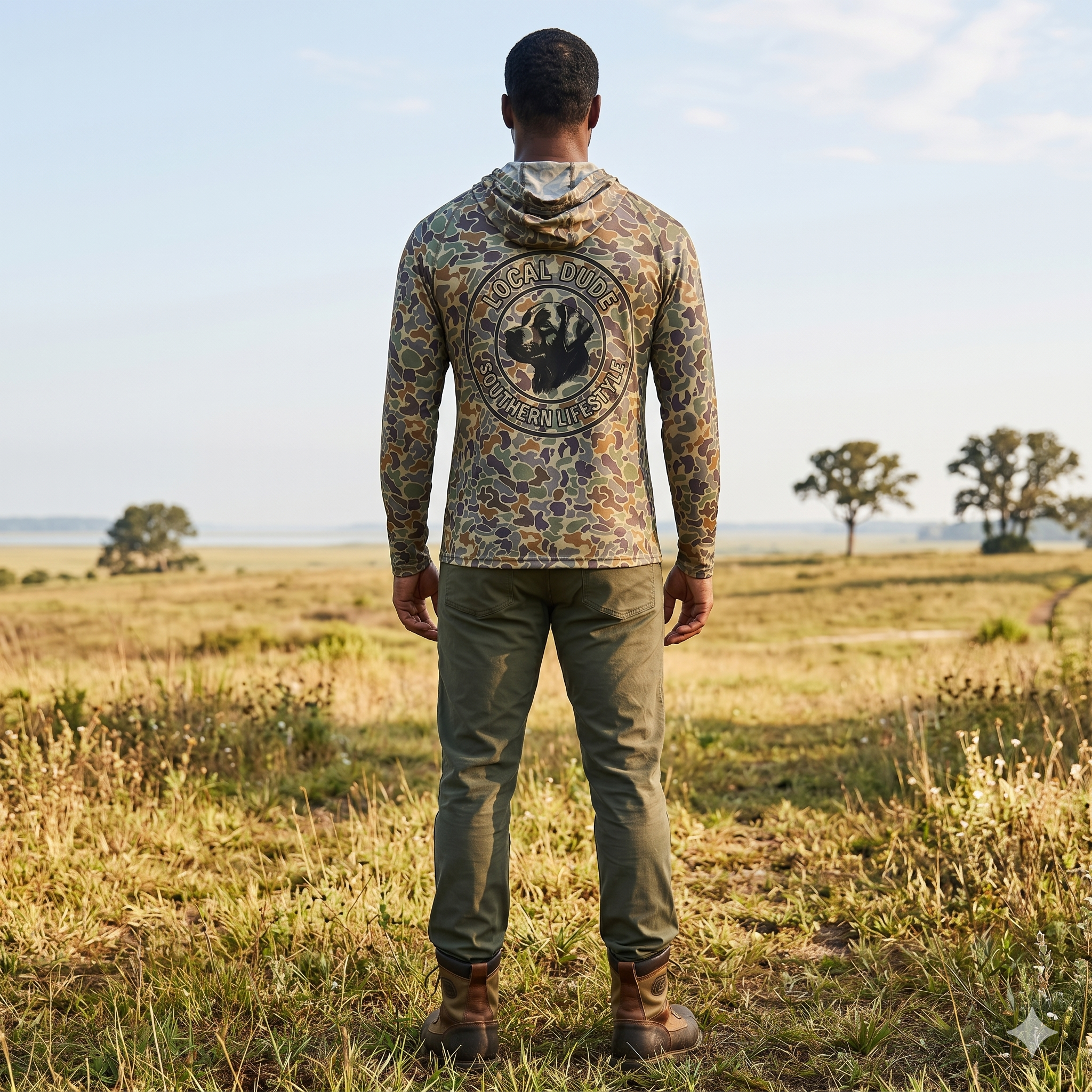 Preformance Camo Brown Hoodie Long Sleeve Printed, Myrtle beach- Dog