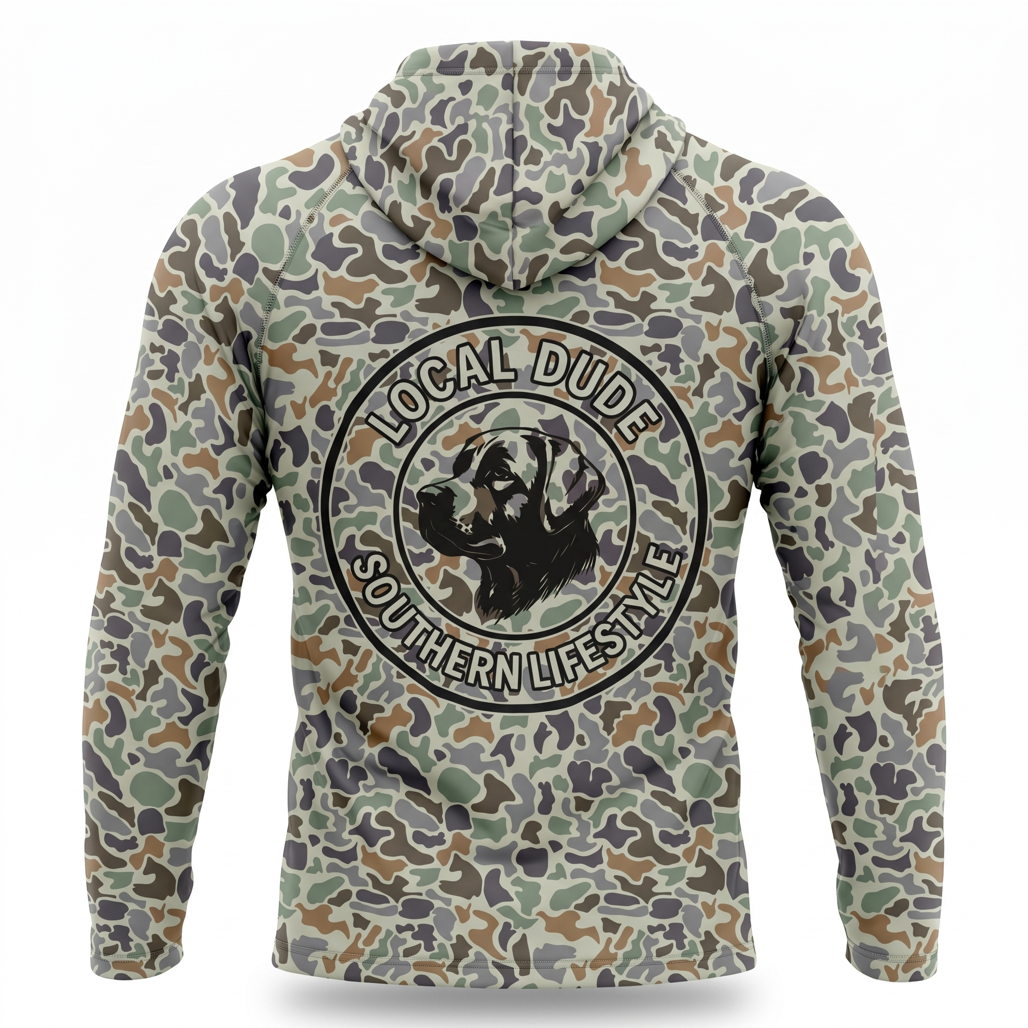 Preformance Camo Brown Hoodie Long Sleeve Printed, Myrtle beach- Dog