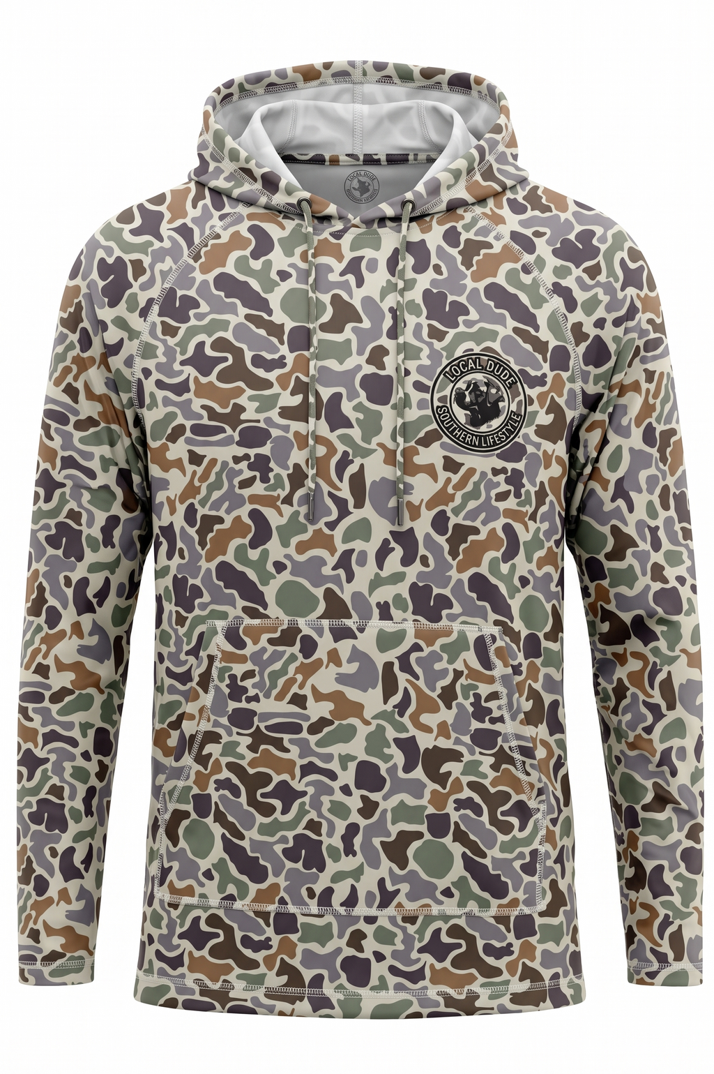 Preformance Camo Brown Hoodie Long Sleeve Printed, Myrtle beach- Dog