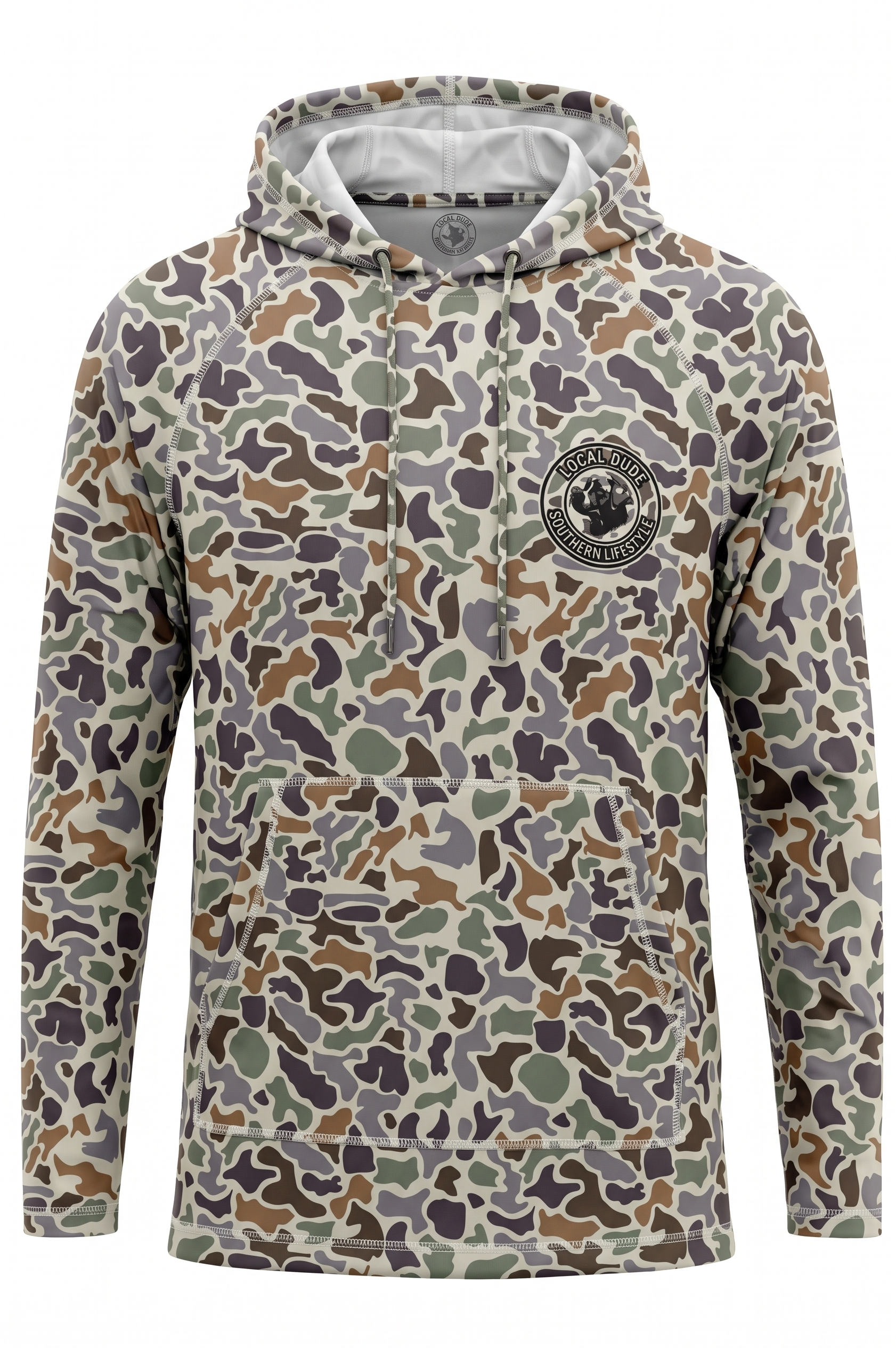 Preformance Camo Brown Hoodie Long Sleeve Printed, Myrtle beach- Dog