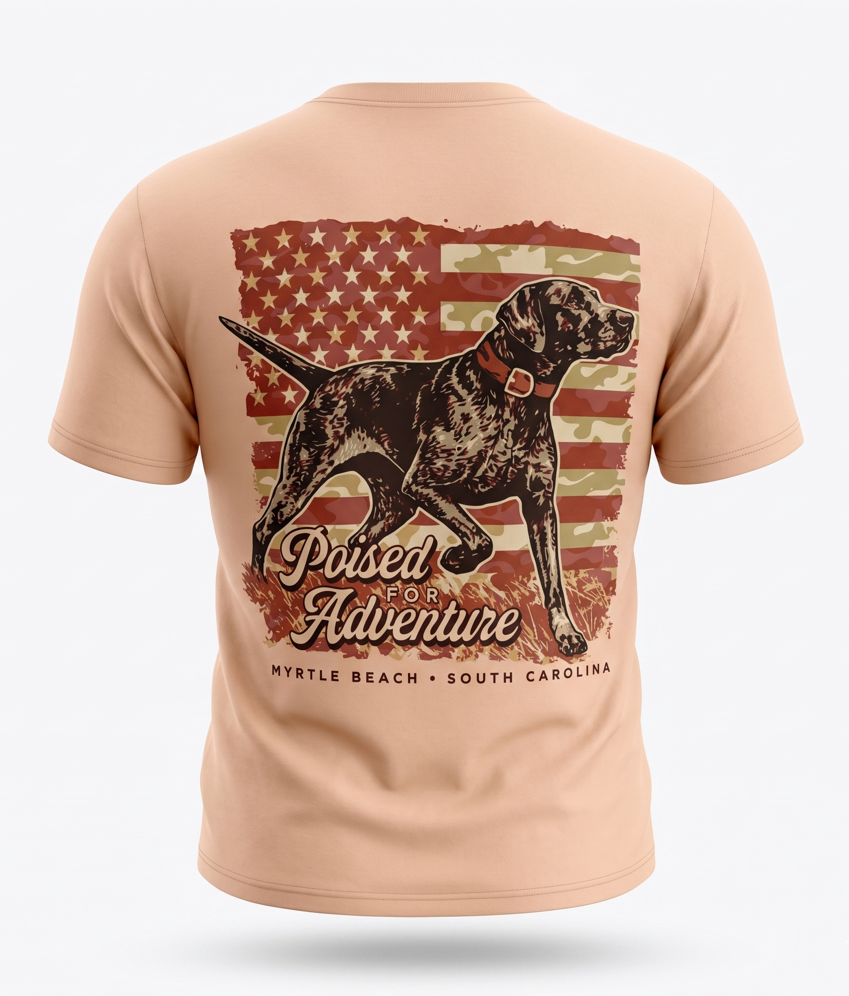 Apricot Printed Solid AK T-Shirt Myrtle Beach , Camo Am Dog-USA