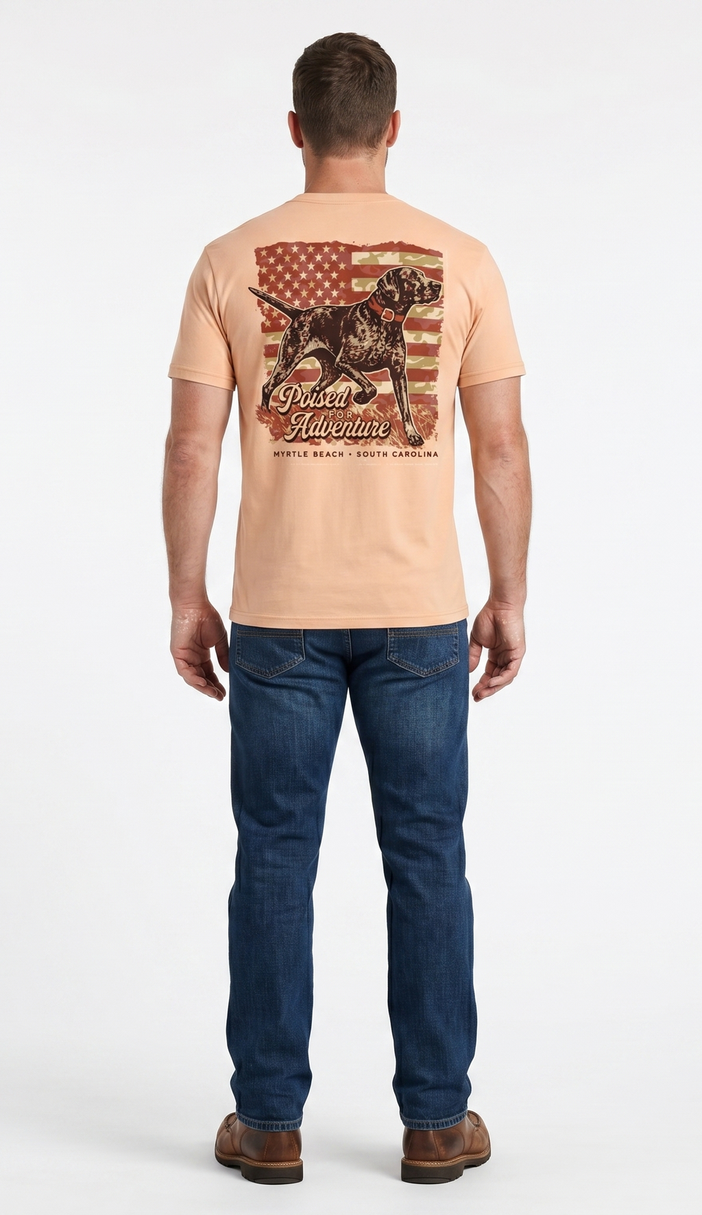 Apricot Printed Solid AK T-Shirt Myrtle Beach , Camo Am Dog-USA