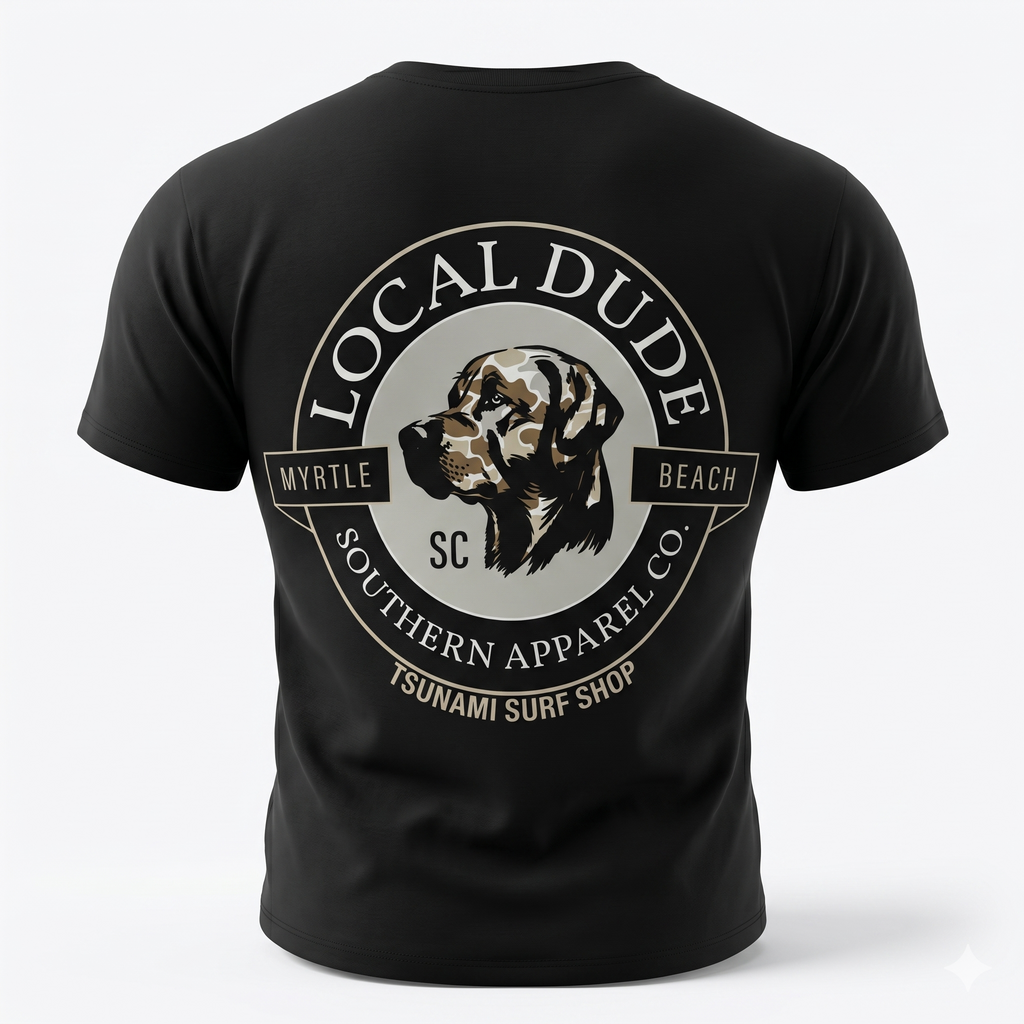 Black Printed Solid AK T-Shirt Myrtle Beach ,Dog Head-Camo