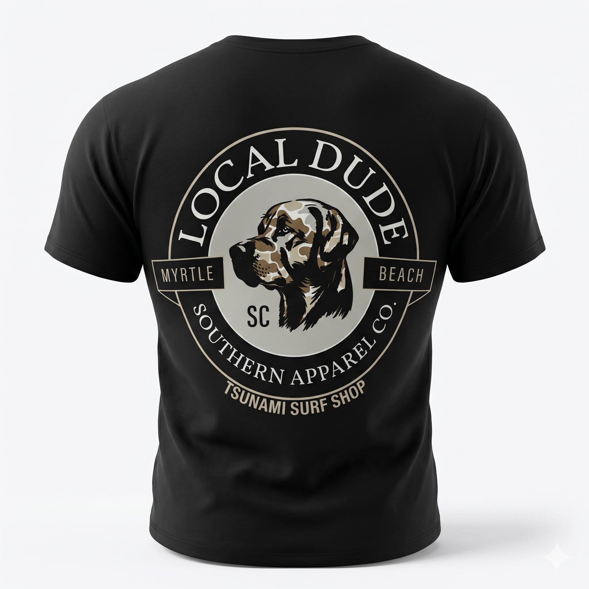 Black Printed Solid AK T-Shirt Myrtle Beach ,Dog Head-Camo