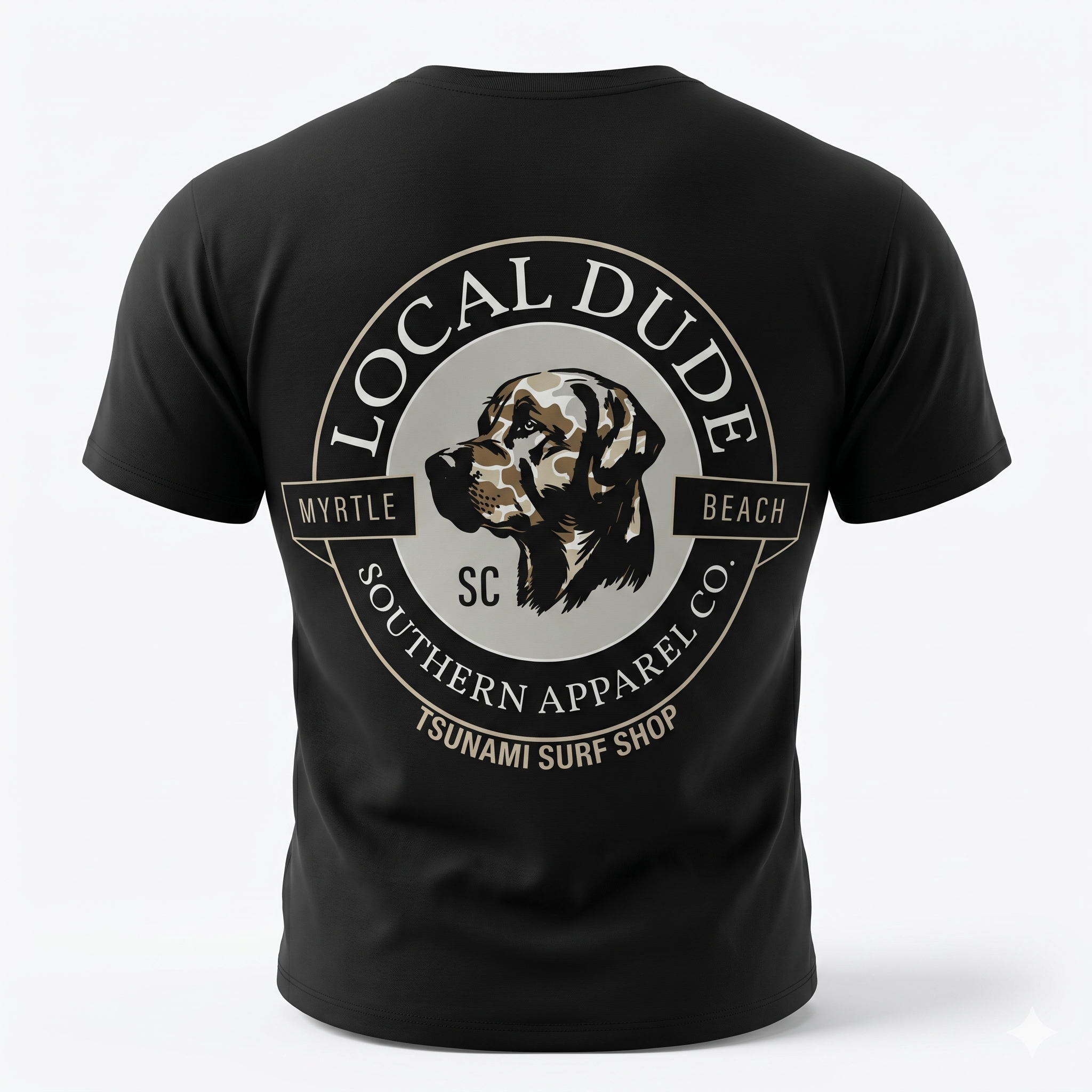 Black Printed Solid AK T-Shirt Myrtle Beach ,Dog Head-Camo