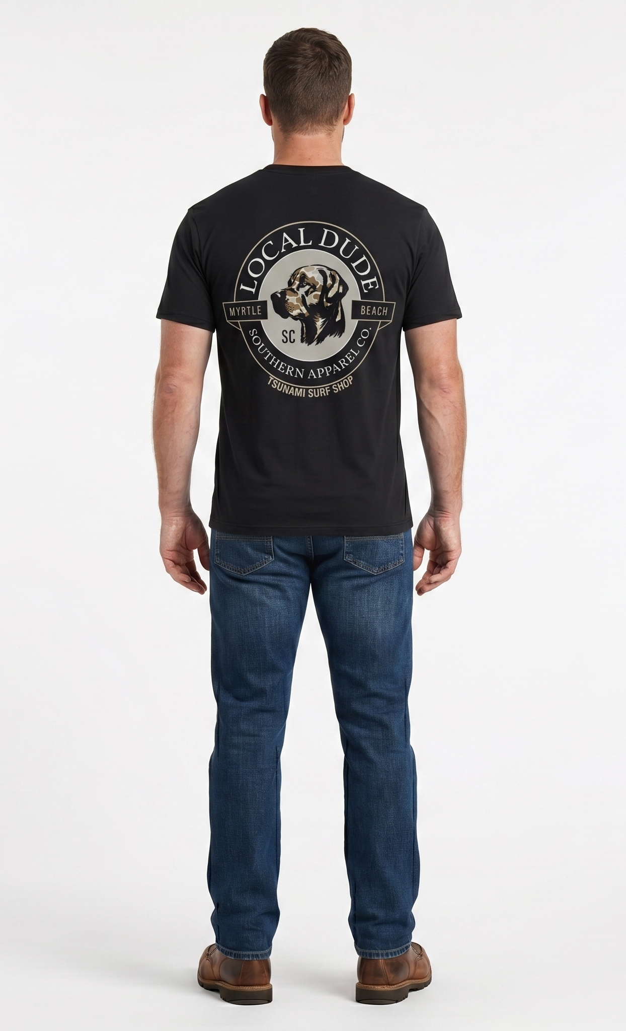Black Printed Solid AK T-Shirt Myrtle Beach ,Dog Head-Camo
