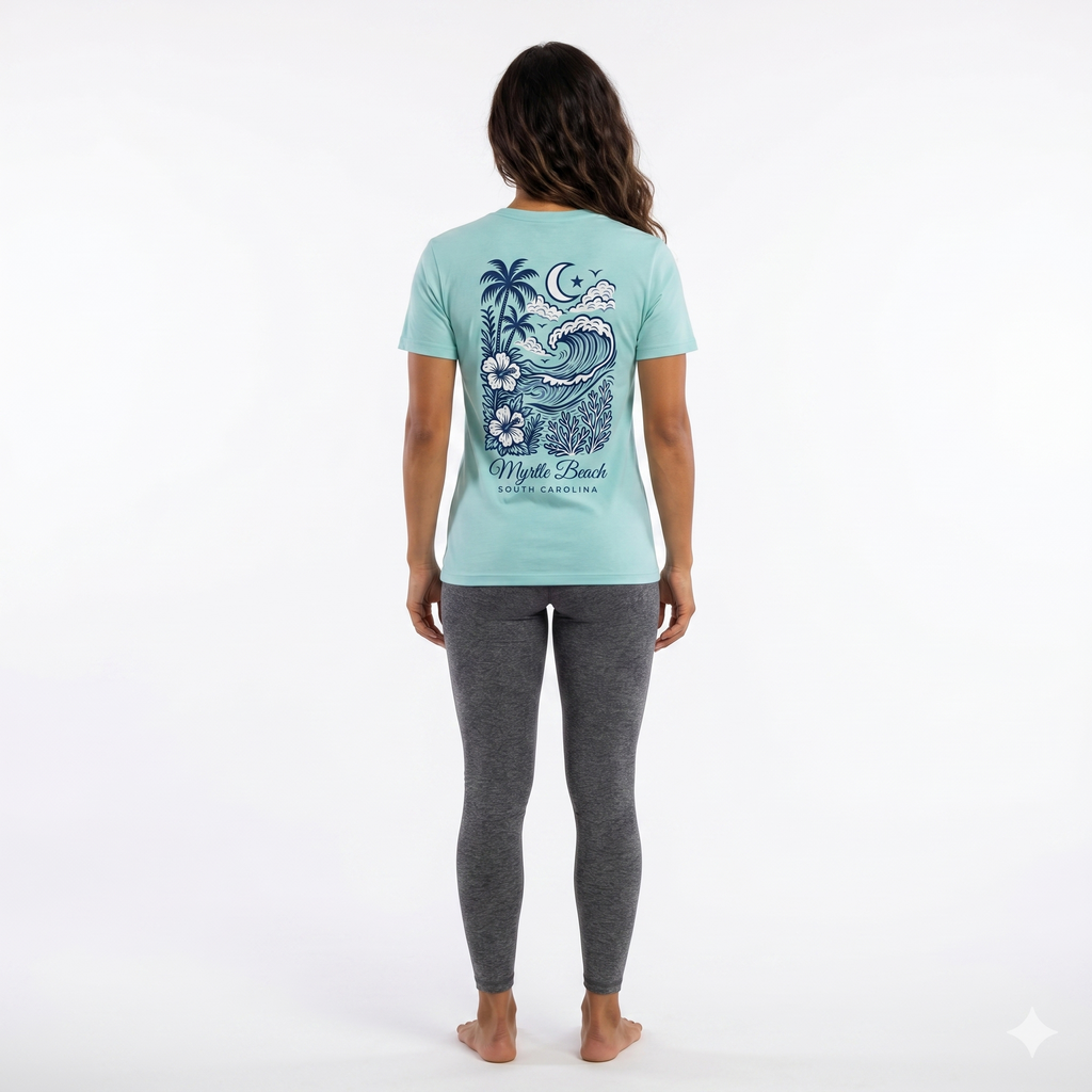Clear Water Printed Solid AK T-Shirt Myrtle Beach , Scenic Wave-DECO