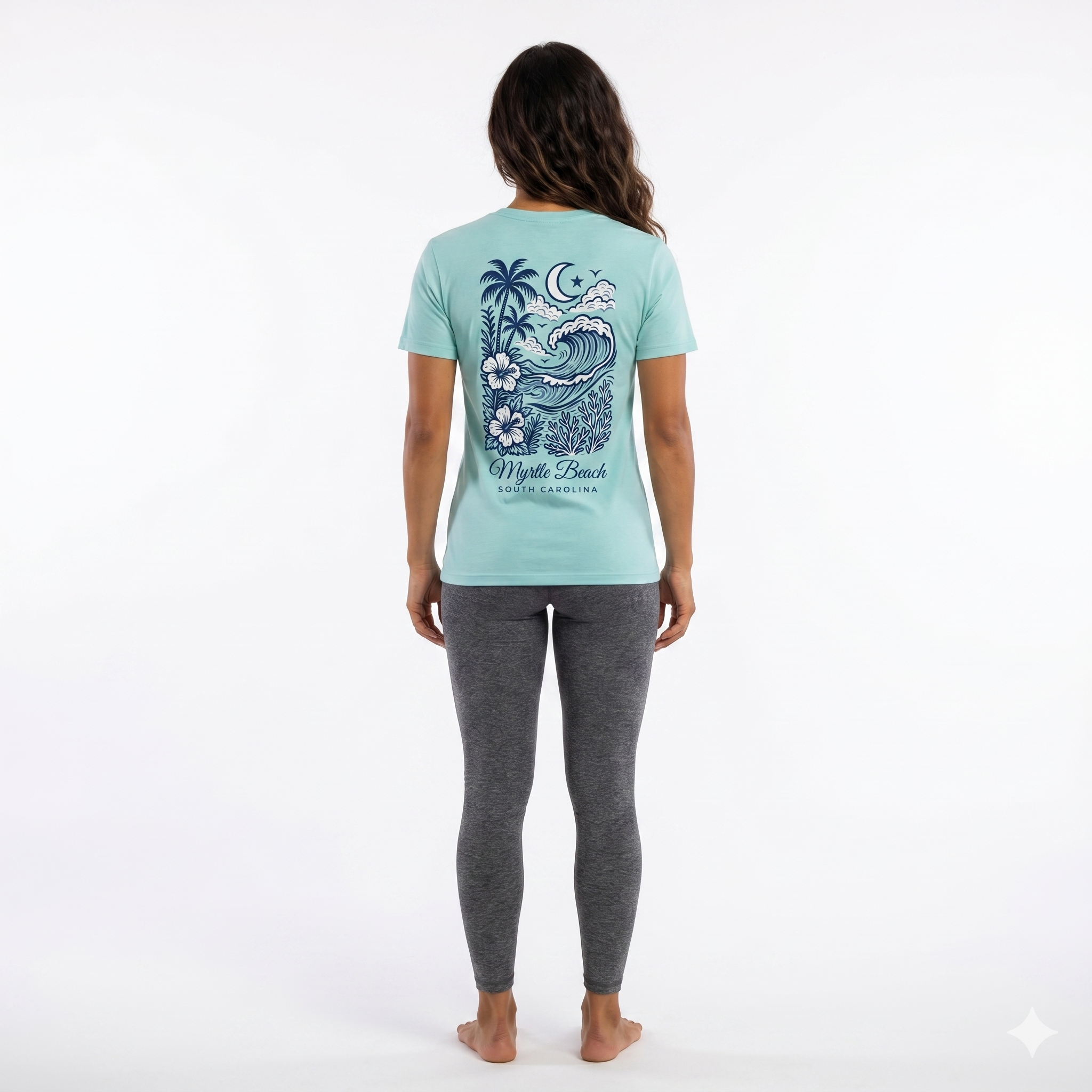 Clear Water Printed Solid AK T-Shirt Myrtle Beach , Scenic Wave-DECO