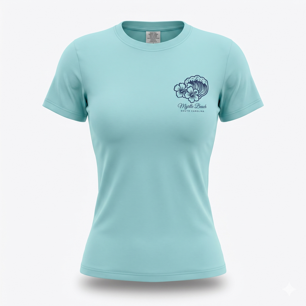 Clear Water Printed Solid AK T-Shirt Myrtle Beach , Scenic Wave-DECO