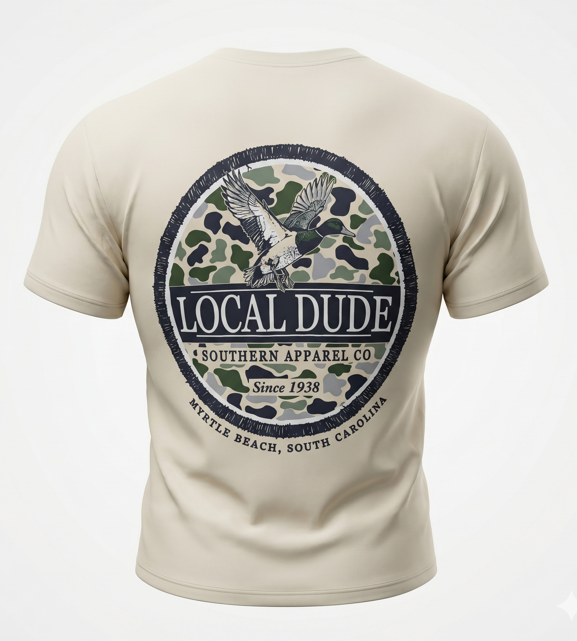 Cream Printed Solid AK T-Shirt Myrtle Beach ,Camo Duck-Camo