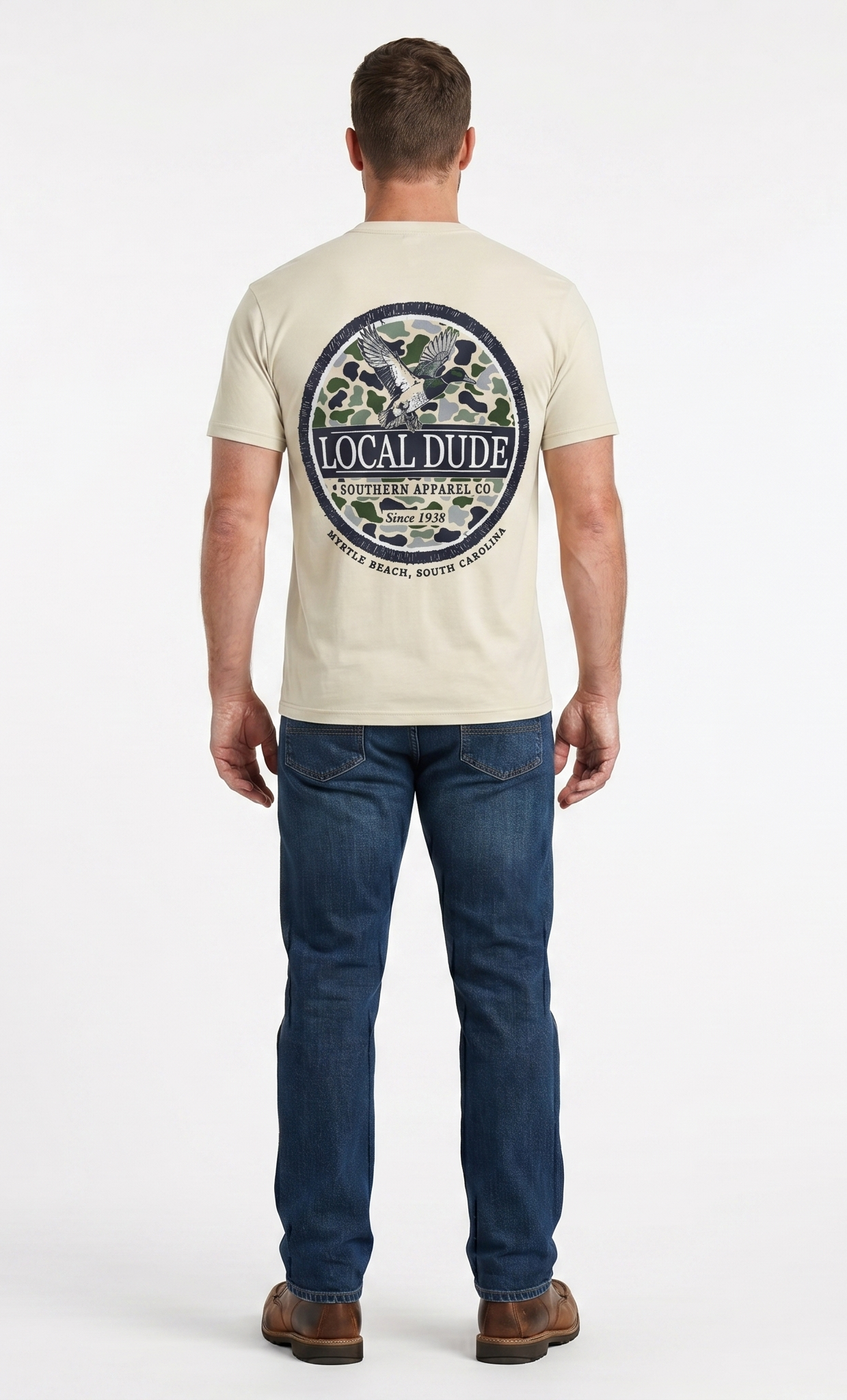 Cream Printed Solid AK T-Shirt Myrtle Beach ,Camo Duck-Camo