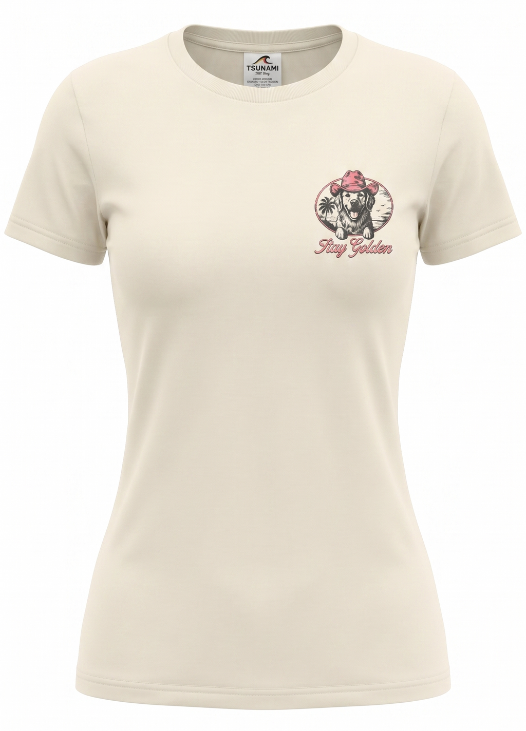 Cream Printed Solid AK T-Shirt Myrtle Beach ,Stay Golden-MIX