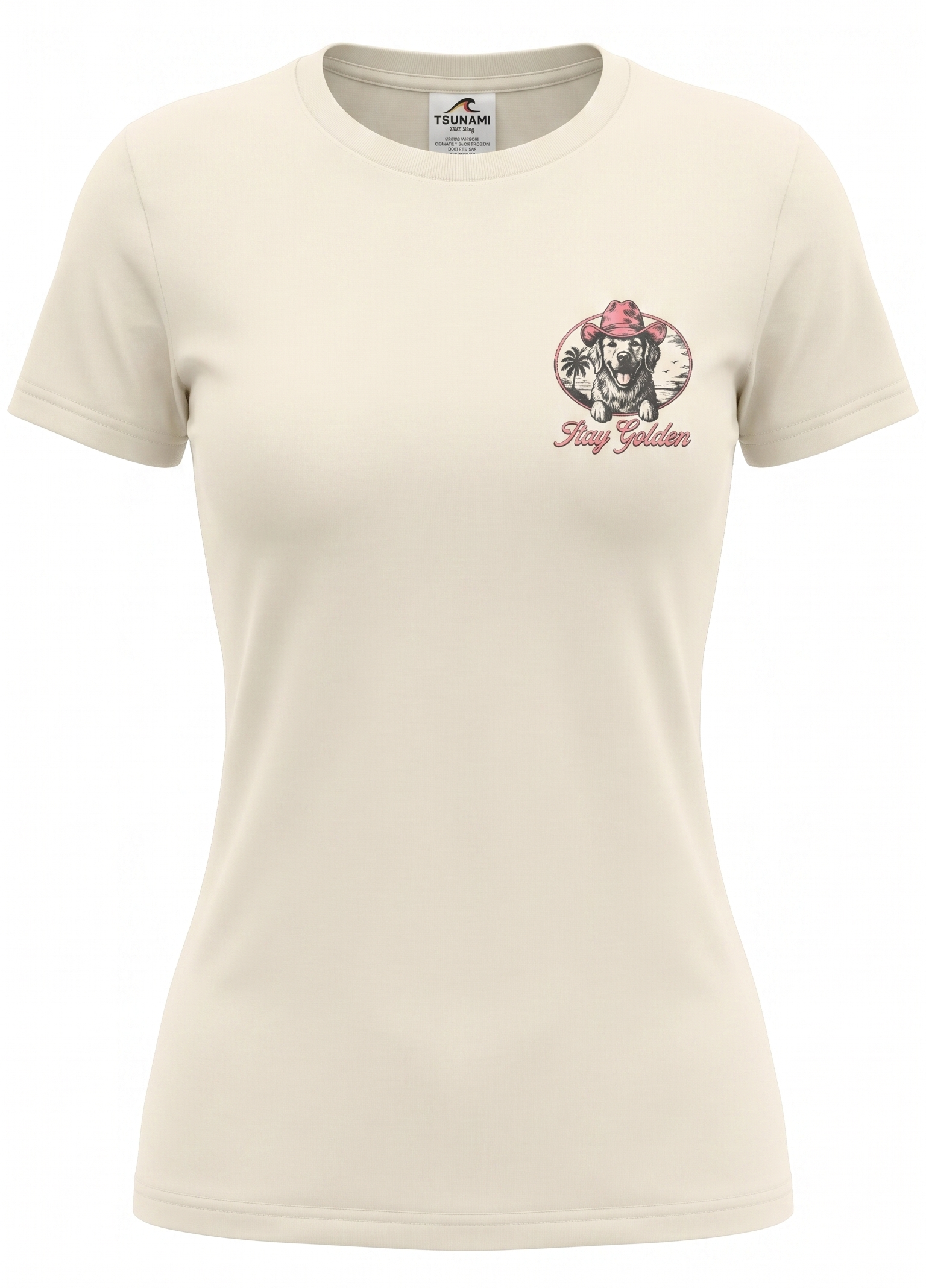 Cream Printed Solid AK T-Shirt Myrtle Beach ,Stay Golden-MIX