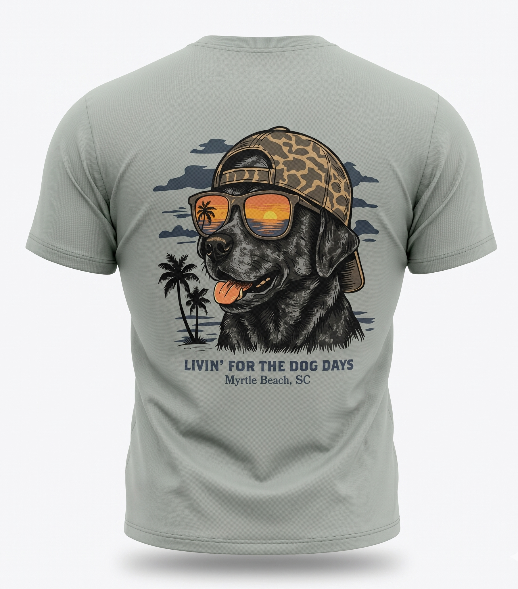 Glacier Grey Printed Solid AK T-Shirt Myrtle Beach ,Camo Cap Dog-MIX