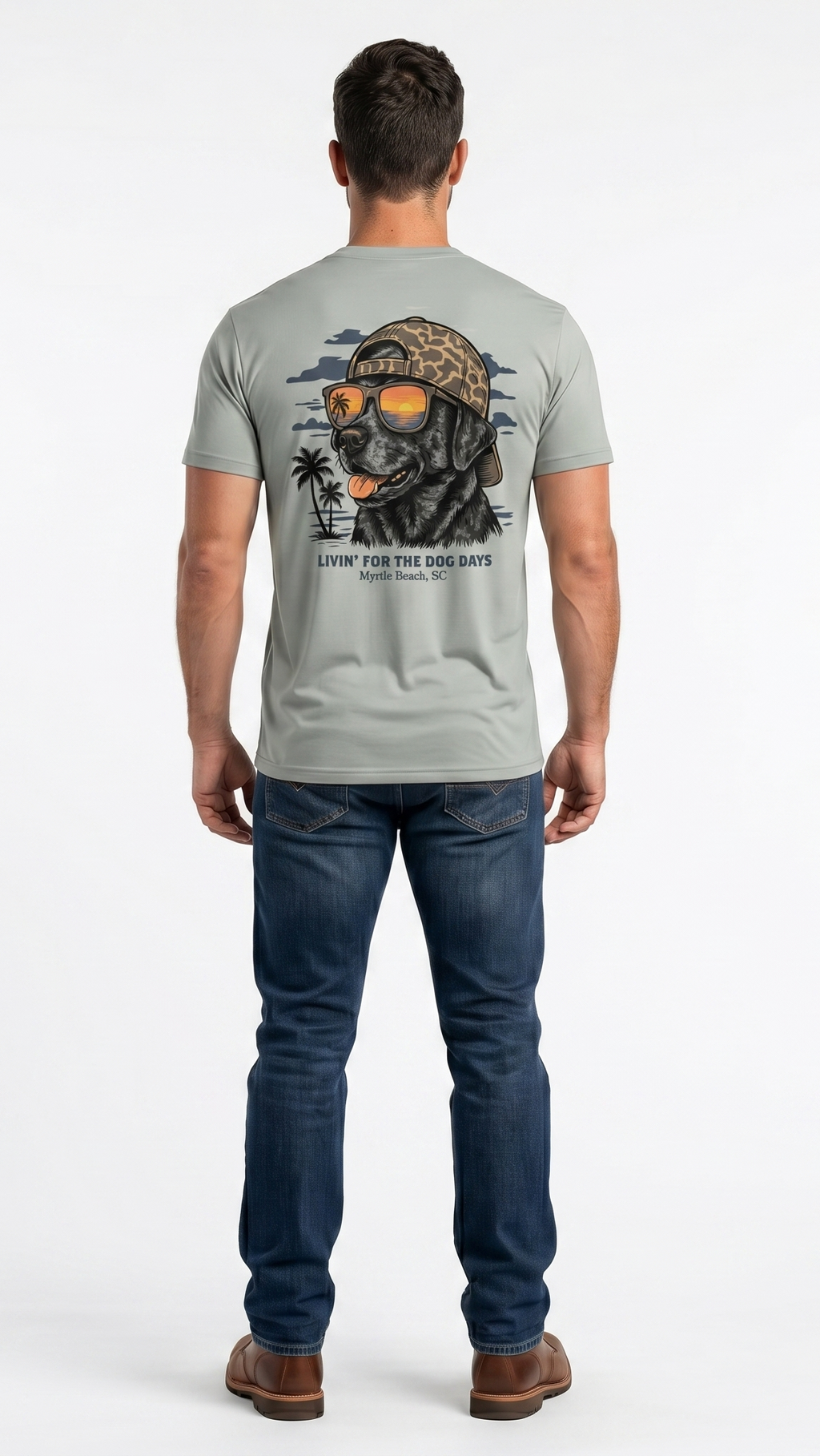 Glacier Grey Printed Solid AK T-Shirt Myrtle Beach ,Camo Cap Dog-MIX