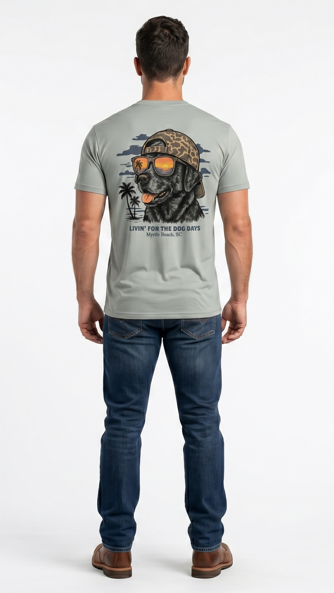 Glacier Grey Printed Solid AK T-Shirt Myrtle Beach ,Camo Cap Dog-MIX