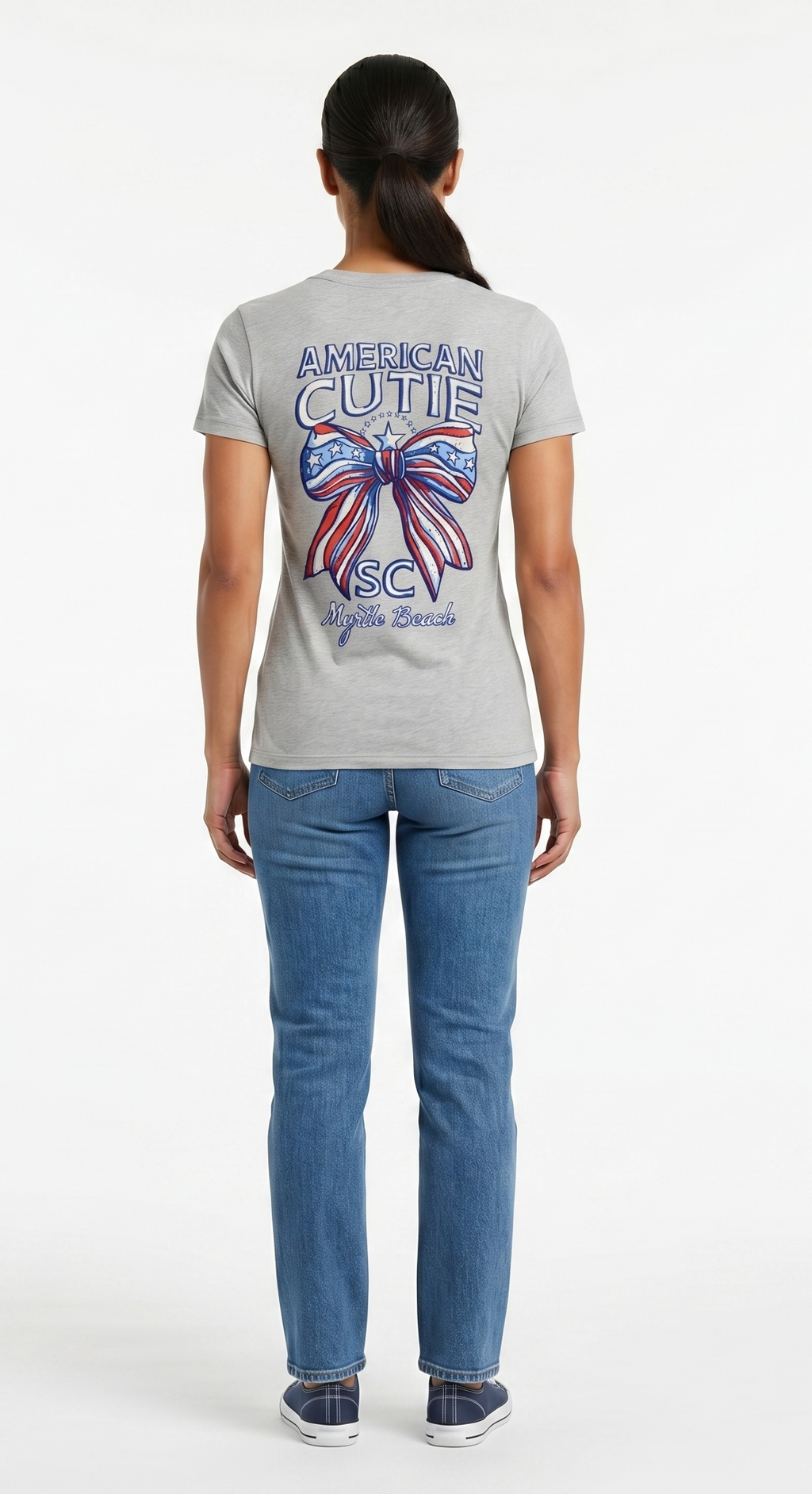 Htr.Grey Printed Solid AK T-Shirt Myrtle Beach , Liberty Bow-USA